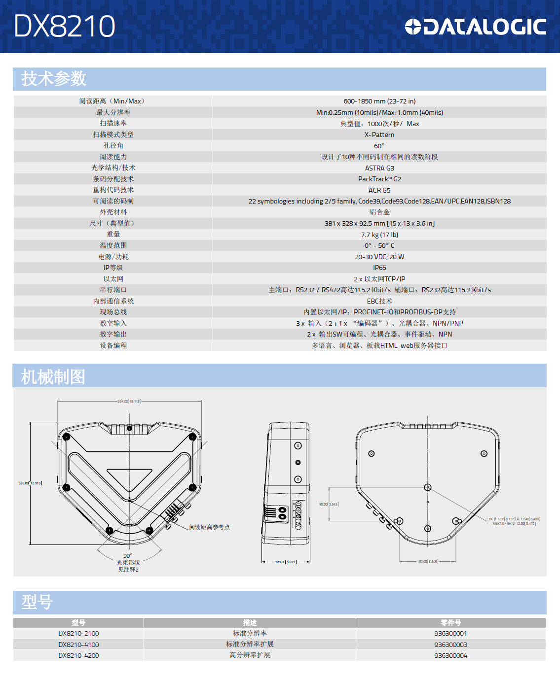 DX8210*方位條碼掃描固定式讀碼器型號、規(guī)格、尺寸詳細(xì)圖片展示
